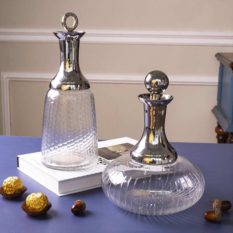 Glass jug European-style wine bottle decanter creative home imported decorative wine bottle foreign wine wine set