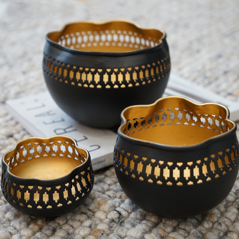 Home Decoration Goods Table Swing Piece Living Room TV Cabinet Furnishing Creative Florist Flower Pot Hollowed-out Candle Holder Modern Brief