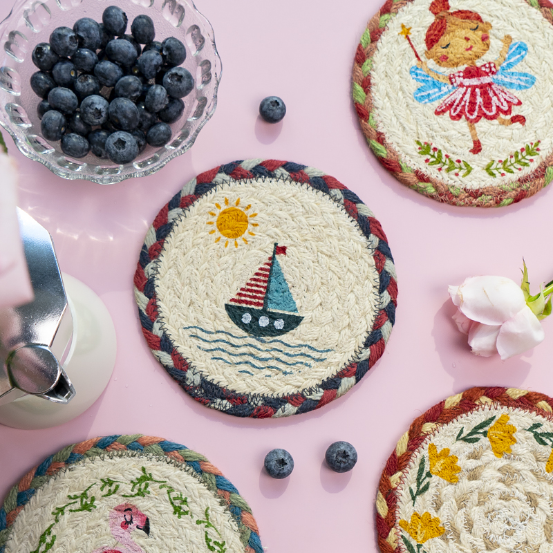 Creative Import Heat Resistant Cup Mat Hemp Rope Woven Dining Mat Cute Ins Wind Small Fresh Bowl Mat Insulation Cushion Home