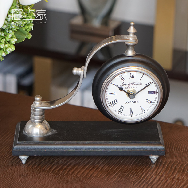 (Tailstock Handling) Seat Clock Pendulum Pieces Eurostyle Retro Creative Clock Personality Fashion Leather Wooden Like Board Room