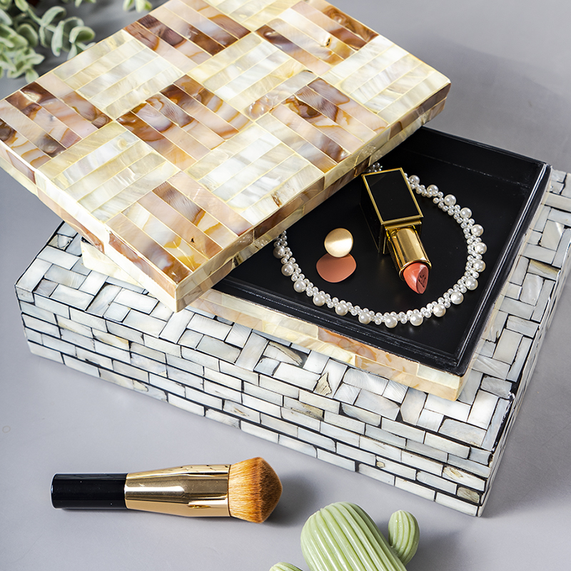 Handmade shell wooden jewelry box jewelry box storage necklace earrings ring box dressing table European decoration plate