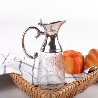 Imported European-style glass oil pot with lid Glass bottle Japanese soy sauce bottle glassware Kitchen supplies ornaments