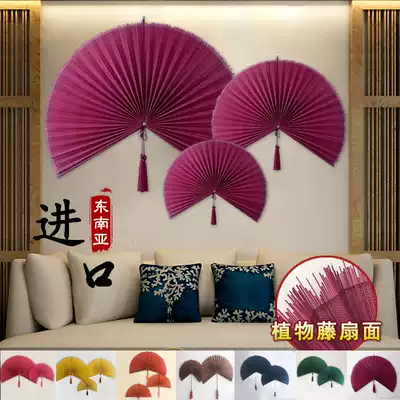 Imported large hanging fan Wall-mounted decorative fan pendant craft fan wall decoration Chinese living room wall decoration folding fan decoration