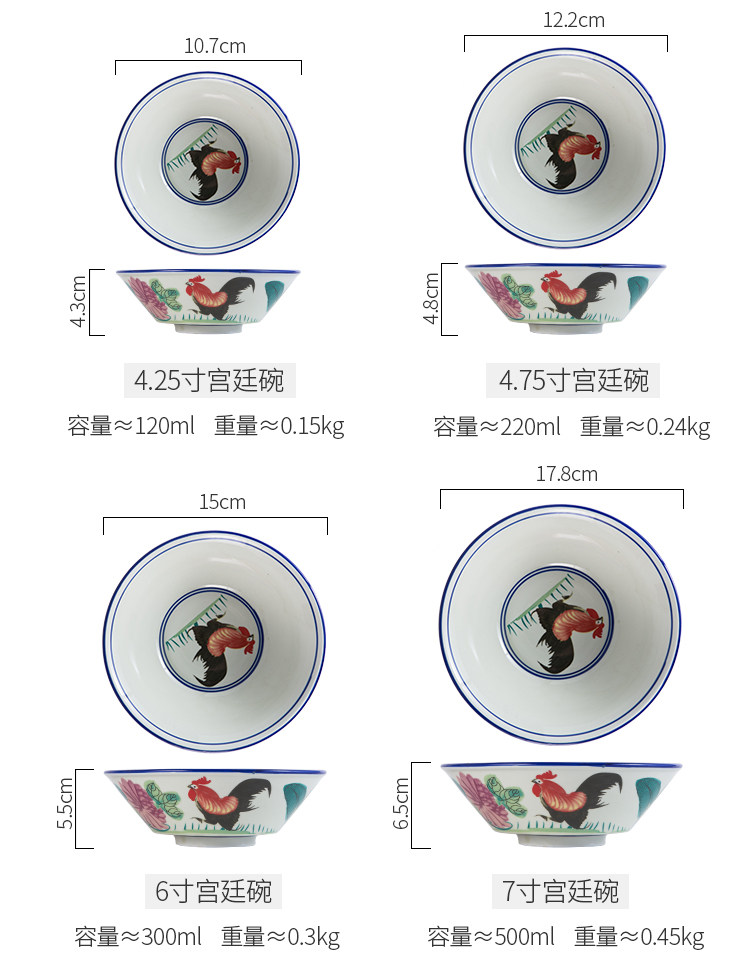 ♡陶瓷公鸡碗 周星驰 老式 怀旧 碗中式面碗大号加厚汤碗 餐厅-阿里巴巴