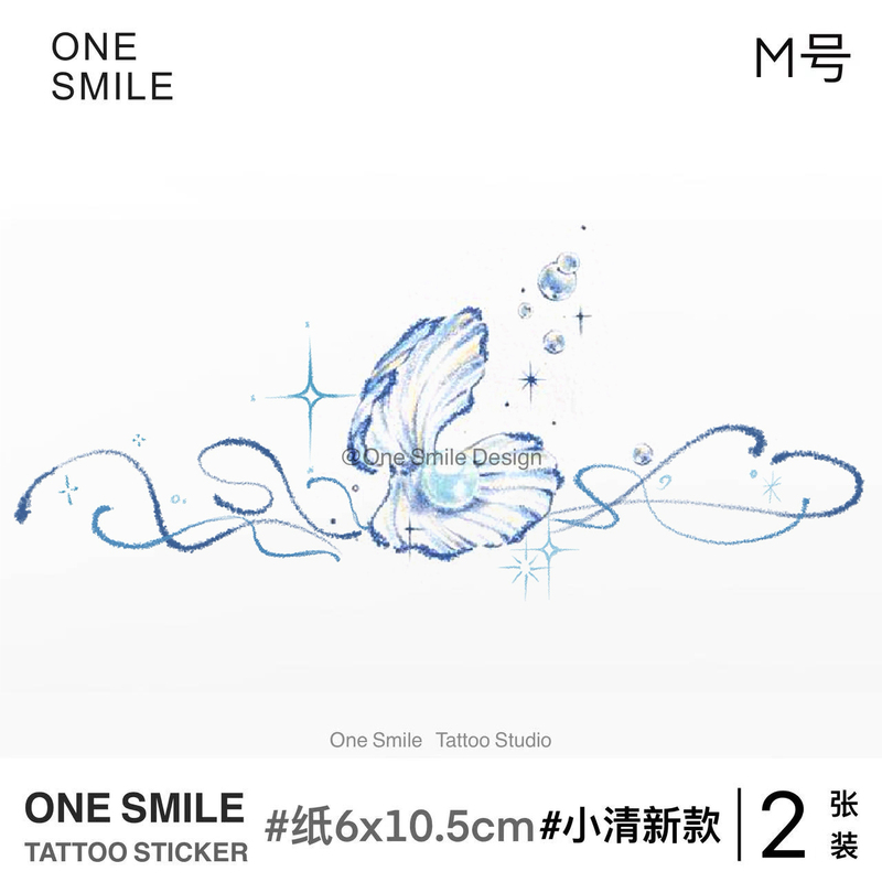 Onesmile as Bright as a Pearl m Style Marine Tattoo Sticker Colorfulful High-End Waterproof and Long-Lasting Arm Tattoo