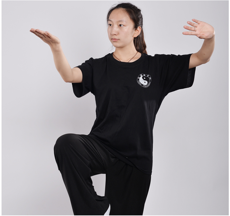 Chen Jiagou Tai Chi Mianlin Spring Summer Practice Relaxation Round Collar Culture Shirts Men And Women Martial Arts Pure Cotton T-shirt Blouses