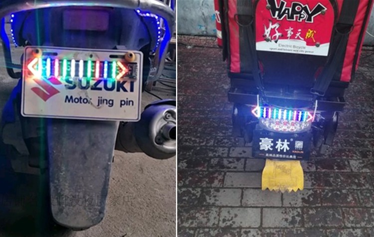 Điện scooter sửa đổi đèn hậu led nhấp nháy không thấm nước cảnh báo đầy màu sắc đèn hậu điện chỉ đạo đèn phanh