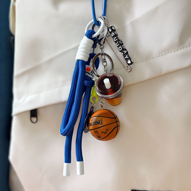 Original Basketball Keychain Coffee Pendant Letter Tag Bag Charm ins Style Sports Merchandise Small Gifts