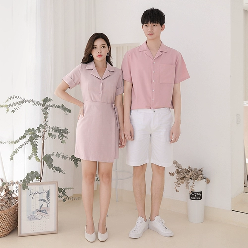 Парная одежда для влюбленных, летняя одежда, брендовая юбка, платье, нарукавники, комплект, рубашка, коллекция 2021, широкая цветовая палитра, короткий рукав