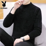 Playboy, мужской трикотажный весенний трендовый бархатный свитер, высокий воротник, тренд сезона, оверсайз