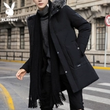 Playboy, черная зимняя куртка с капюшоном, пуховик, увеличенная толщина