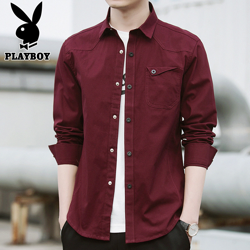 Playboy Long-Sleeved Shirt for Men 2026 Autumn New Fashion Pure Cotton Casual Shirt Shirt Jacket for Men