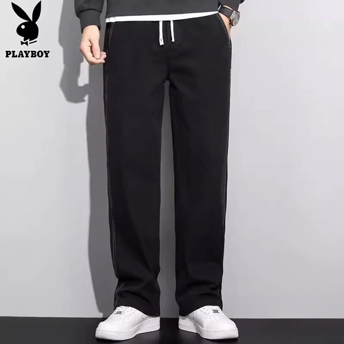 Playboy, демисезонные черные джинсы, спортивные штаны, свободный прямой крой