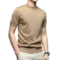 Flower Playboy semi-high collar short sleeve T-shirt mens wool knit half sleeve blouse Summer new tidal card Compassionate Man