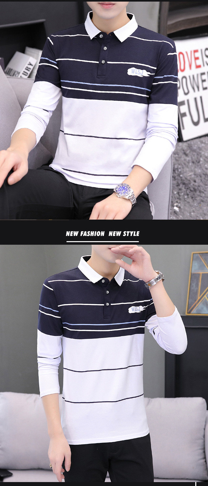 Playboy, мужской базовый приятный телу лонгслив, осенняя футболка polo, высокий воротник, 2025 года, playboy / Playboy 