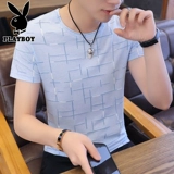 Playboy, летняя шелковая трендовая футболка с коротким рукавом, круглый воротник