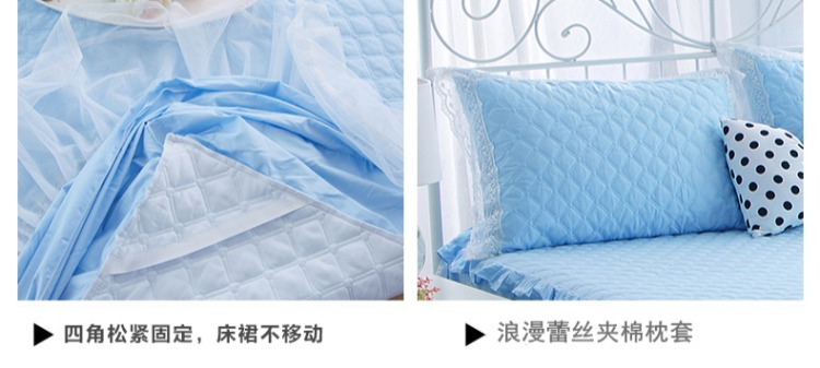 Camille Hàn Quốc ren bông bông giường bedspread váy công chúa một mảnh giường rắn lanh màu bao gồm 1.51.8 mét - Váy Petti ga giường có viền