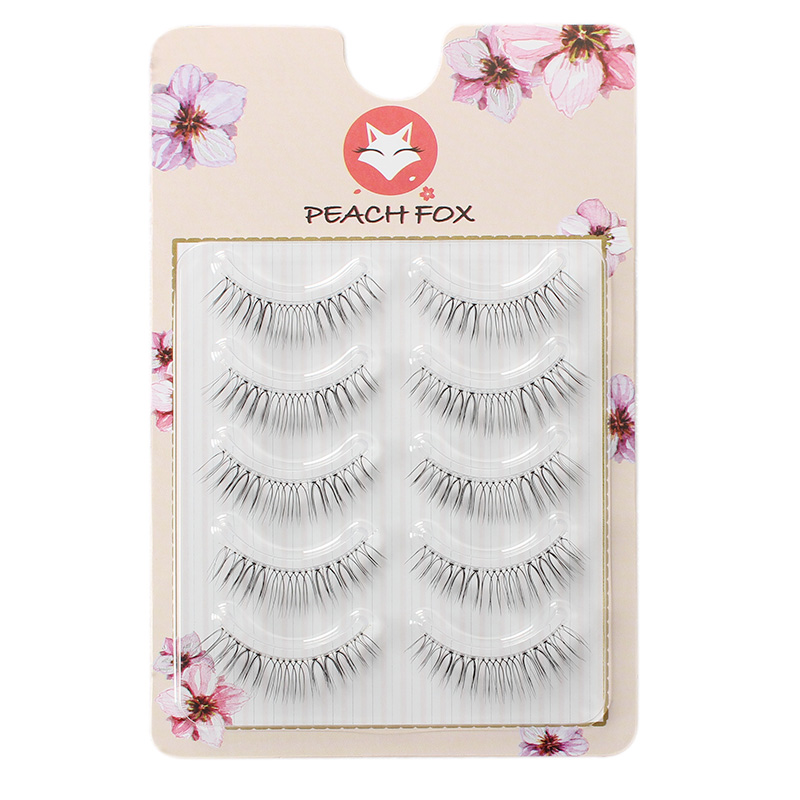 Peach Fox Lông mi giả Nữ tự nhiên mô phỏng chéo Suyan Big Eyes Lông mi giả Air Net Red Wedding Makeup 088 # mi giả red cherry