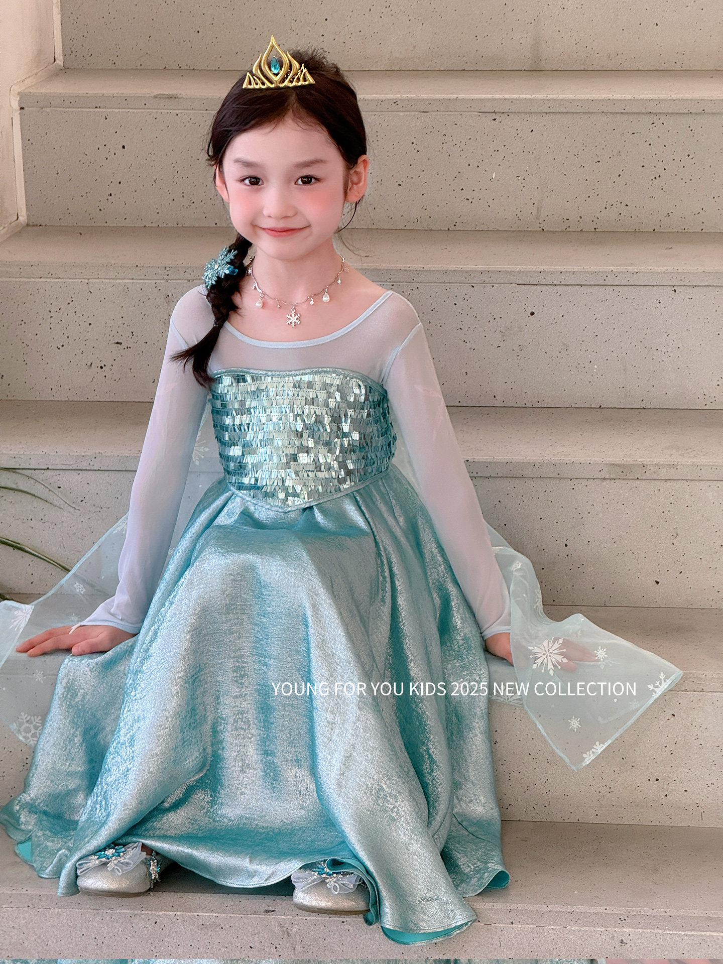 YFY经典钜献！艾莎公主女童连衣裙网纱雪花冰雪奇缘生日礼服超仙 — 21
