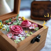 Wooden box eternal flower birthday wedding handmade diy micro hook music box finished rose box