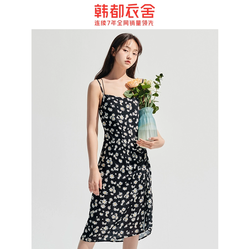 Handu Yishe mùa hè năm 2021 mới của phụ nữ Hàn Quốc kiểu váy hoa cúc dây chữ A RJ5078 翝 - A-Line Váy
