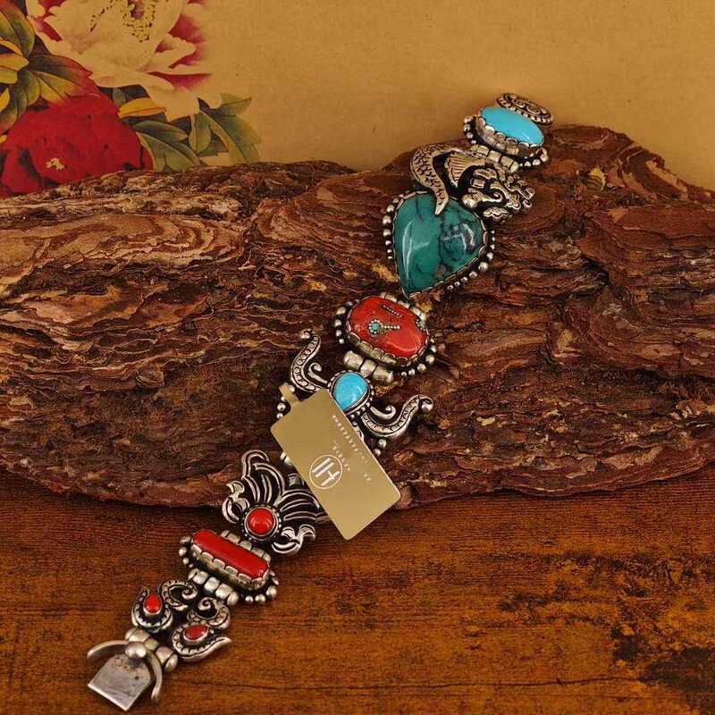 925 Silver Inlaid with Beeswax Blue Turquoise Vintage Distressed Ethnic Style Bracelet Bangle for Women with a High-End Feel 925 Silver Inlaid with Beeswax Blue Turquoise Vintage Distressed Ethnic Style Bracelet Bangle for Women with a High-End Feel