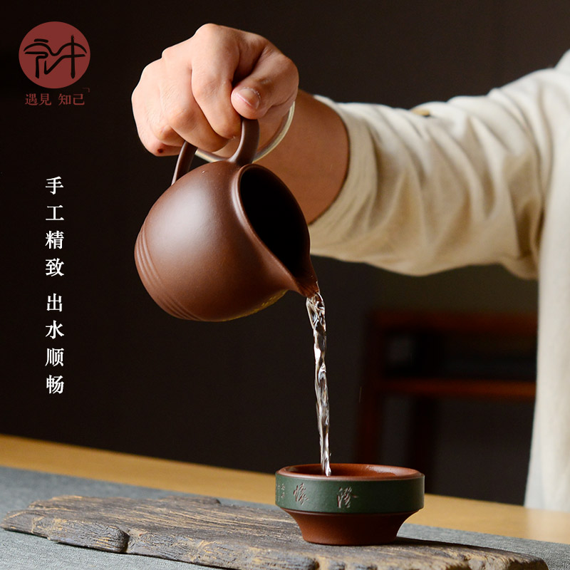 Macro fair ", "famous works" yixing purple sand cup points and cup tea is tea sea mud painting by hand fair keller