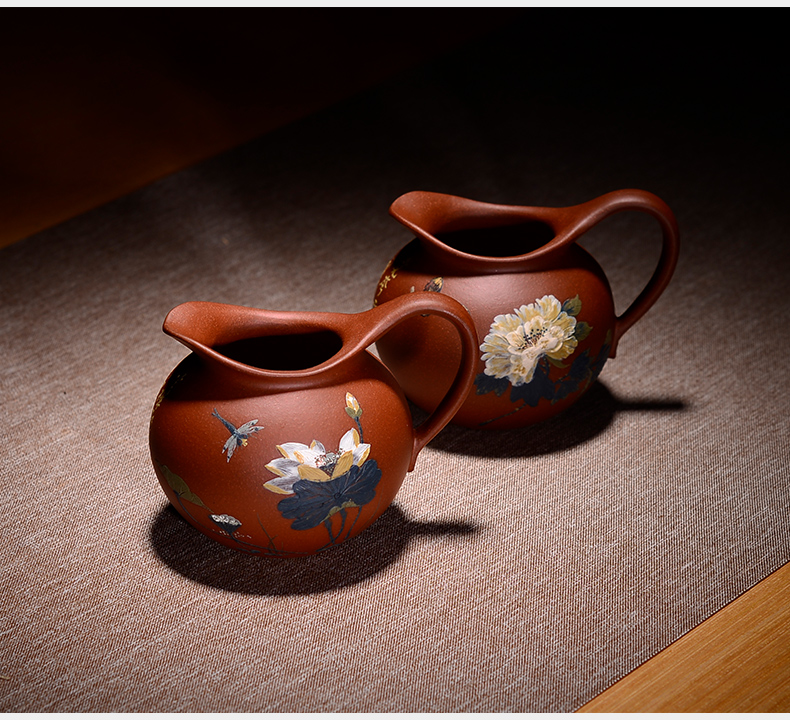 Macro fair in yixing purple sand cup run of mine ore bottom groove kung fu tea tea tea points by hand) suit