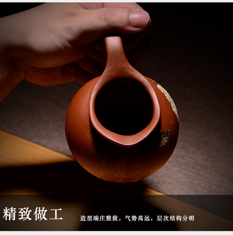 Macro fair in yixing purple sand cup run of mine ore bottom groove kung fu tea tea tea points by hand) suit
