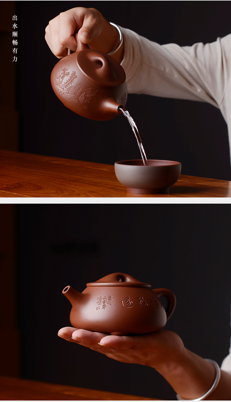 Macro yixing are it in the pure manual undressed ore JingZhou purple clay stone gourd ladle pot teapot tea busines