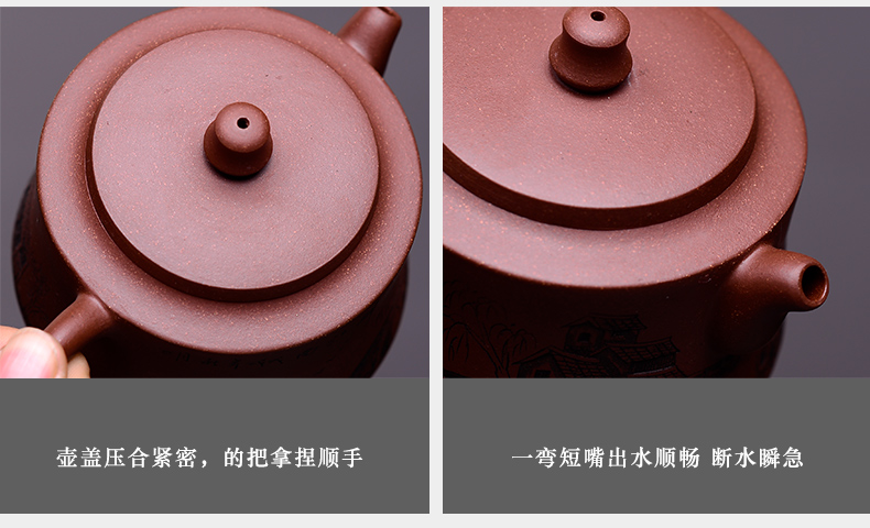 Yixing are it in macro kung fu tea set suit pure manual teapot drunk jiangnan six woolly gifts home