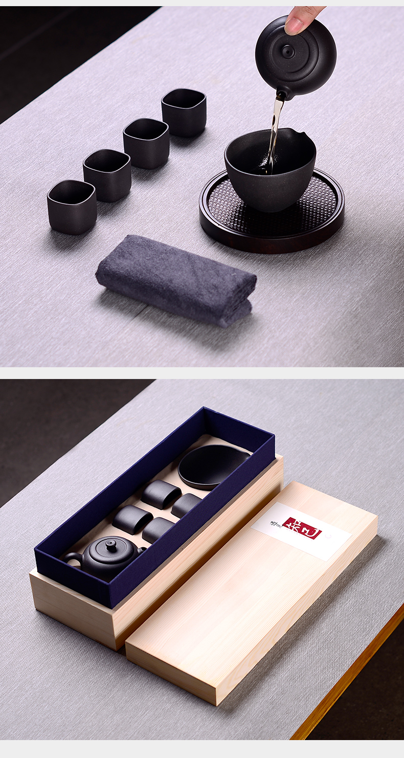 Yixing purple sand tea set kit kung fu tea gift set in macro group of the softened water quality tea liquor soft