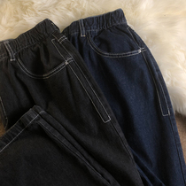 Neresum do not pick the body is tall and thin long legs loose Japanese simple jeans