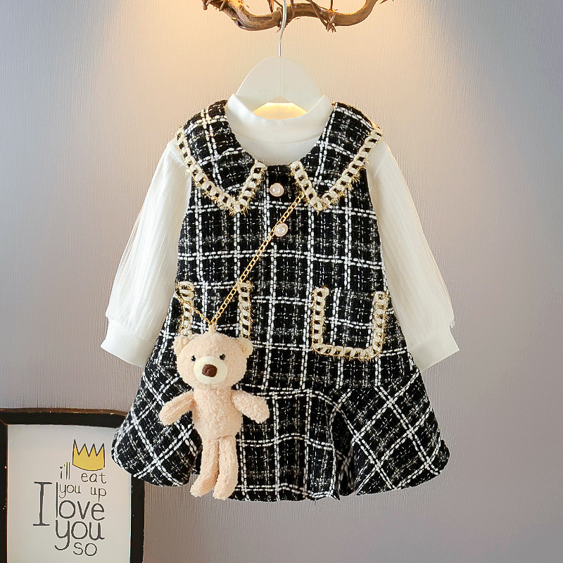 Girls' suits spring children's suit skirts 2022 new baby small fragrance style Korean version of the dress and Western style two-piece suit