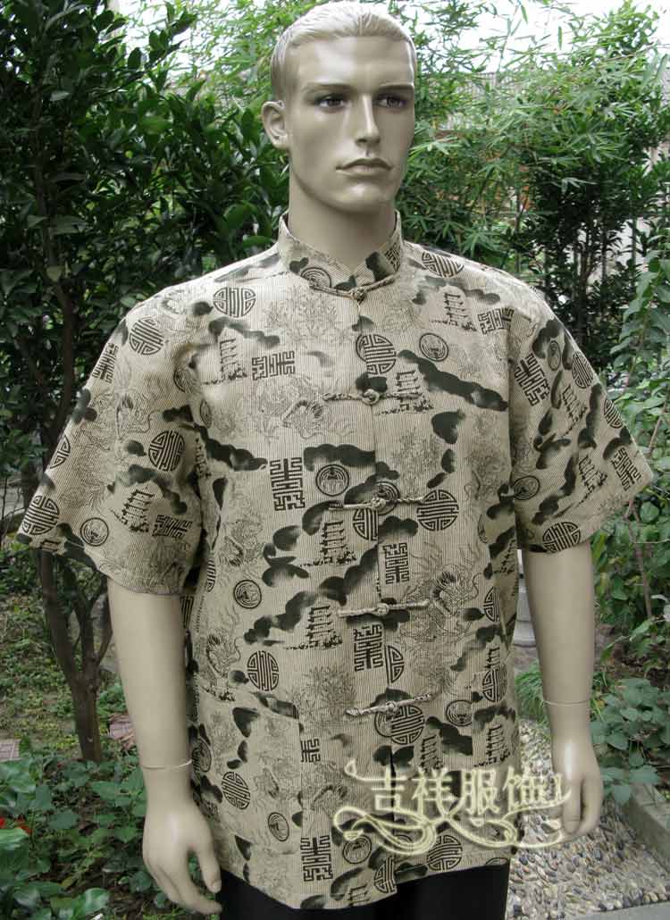 Summer Tang phù hợp với nam trung niên giản dị áo khoác vải nút trang trí quần áo nam giặt phù hợp với trang phục quốc gia bộ dân tộc đẹp