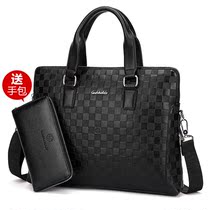 Boutique mens bag Fashion plaid handbag Mens shoulder bag Business briefcase cross section messenger bag bag Computer bag