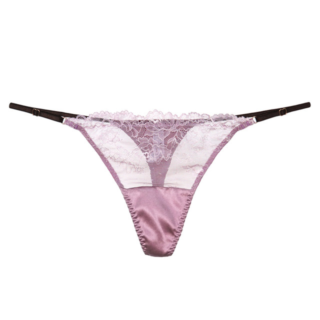 Yunfei mulberry silk thong sexy and hot women's summer thin lace low-waist silk stretch underwear seamless