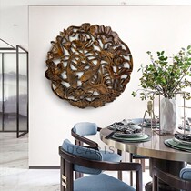 East Yang Wood Carving Round Pendant Fragrant Camphor Wood Solid Wood Book House Living-room Xuanguan Chinese Imitation Antique Decoration Engraving Handicraft