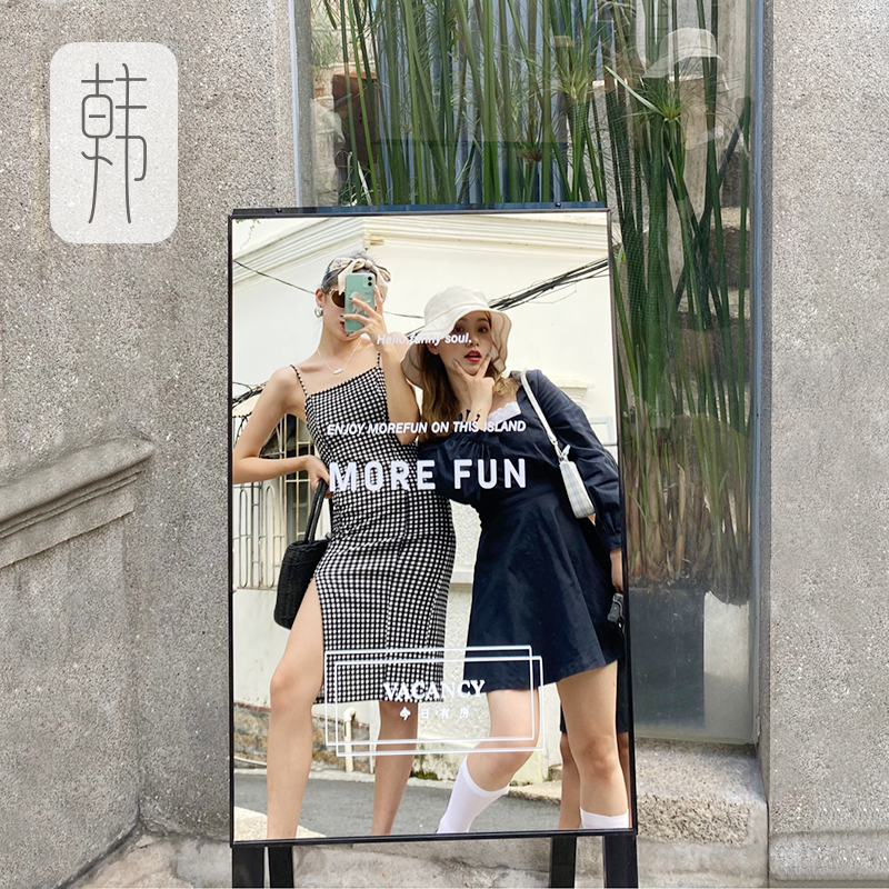 Korean clothing store decoration ins dressing mirror net red outdoor display board mirror floor standing billboard mirror