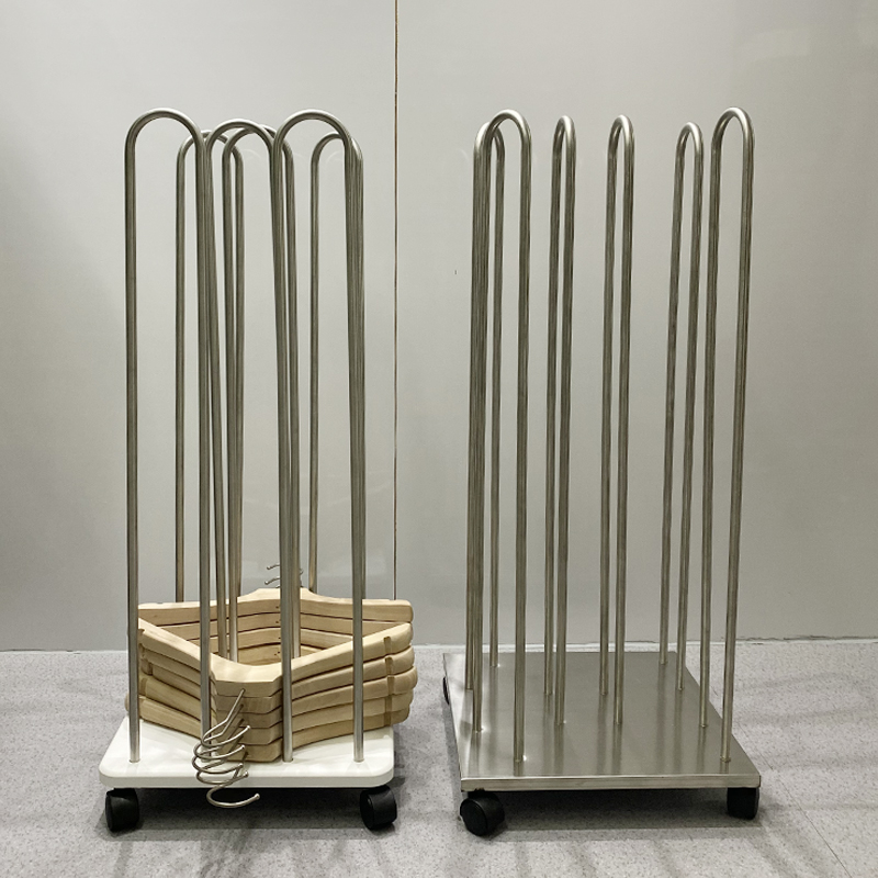 Clothing Store Hanger Containing Finishing Rack Women's Clothing Shop Stainless Steel Moving Pants Shelf Storage Car White SHELF BOX