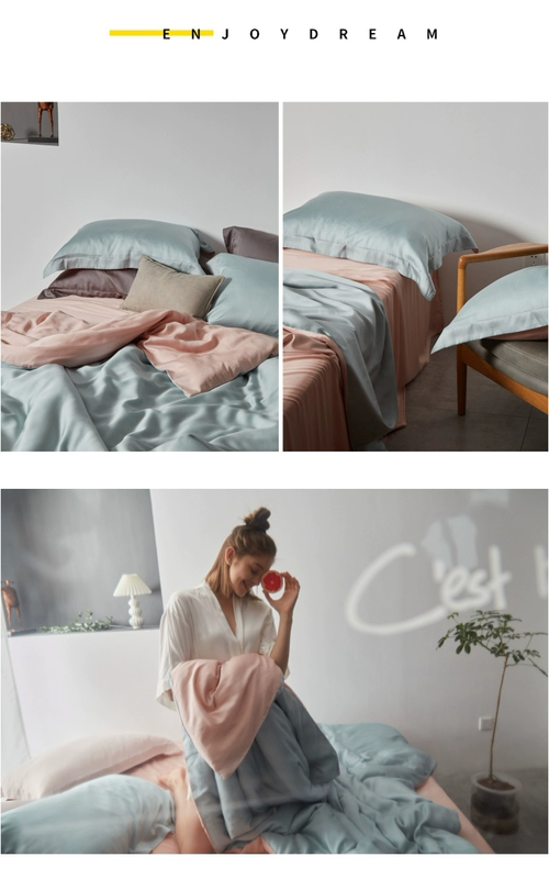 60 Lenzing Tencel Spring / Summer Shuangpin Cool Naked Sleeping Sleep, Soft Summer Bedding Bộ bốn mảnh - Bộ đồ giường bốn mảnh