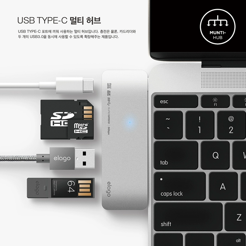 Máy tính xách tay chính hãng Apple Máy tính xách tay Apple Hub 5 trong 1 Hub USB 3.0 Bộ chuyển đổi mở rộng Loại C Bộ chuyển đổi USB Dock mở rộng Cổng HDMI HDMI giao diện trung tâm - USB Aaccessories