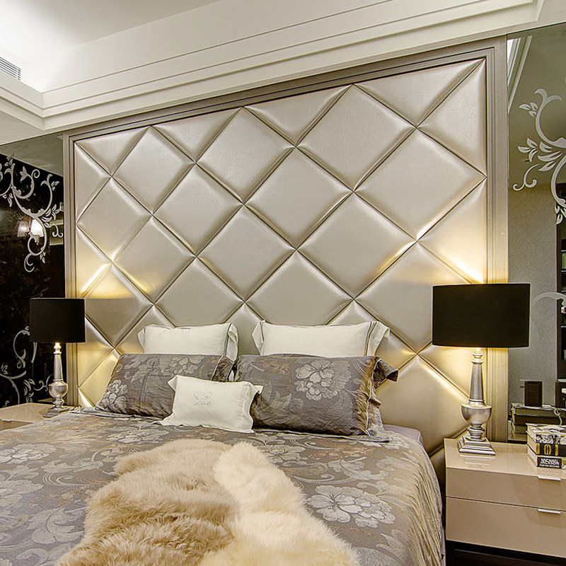 Bedroom background wall light luxury children's room bedside soft bag anti-collision modern sofa TV wall decoration metal strip hard bag