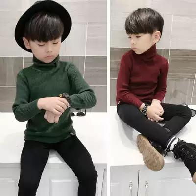 Boys autumn and winter base sweater 2019 solid color children's high neck T-shirt