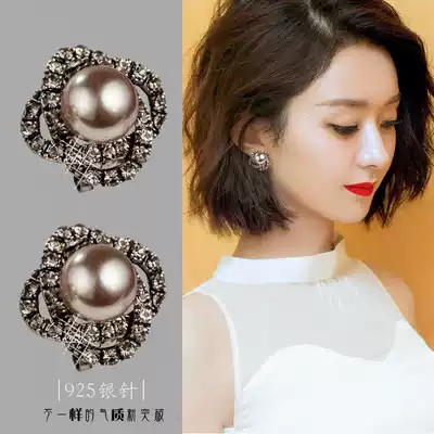 2021 New Tide Korean sterling silver earrings female short Pearl temperament simple personality exquisite versatile earring