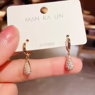 South Korea 2021 non-fading sterling silver earrings water drop ear button fashion high sense temperament earring short earring pin jewelry