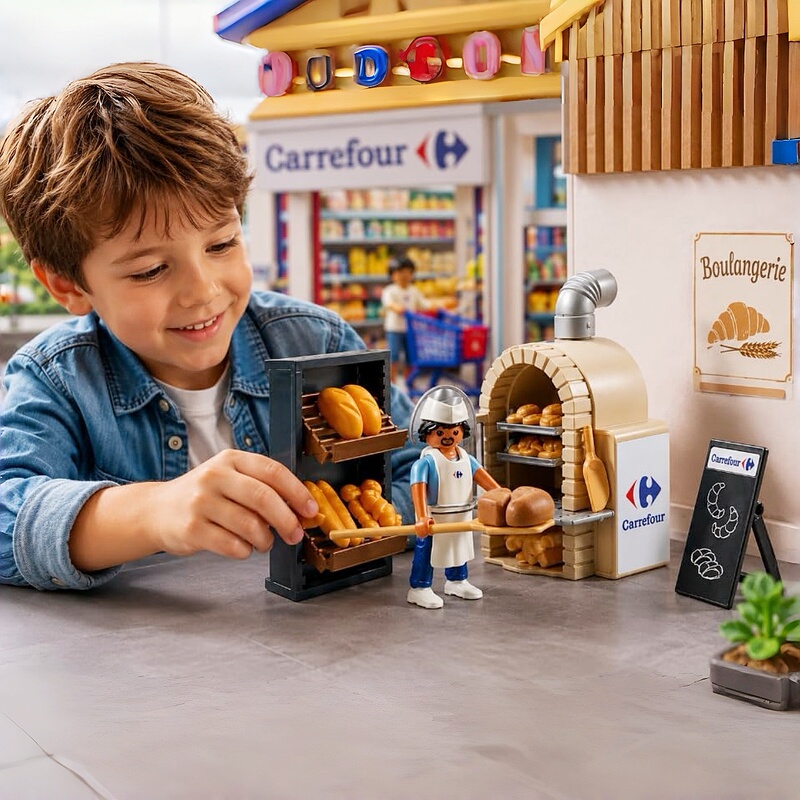 Playmobil Play House Toys Gift for Boys and Girls, Playmobil World Toy Supermarket Checkout Counter Vegetable Stand