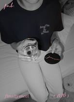 finally meet bubble_ Butterflies in the stomach Original design round neck short sleeve straight T-shirt couple