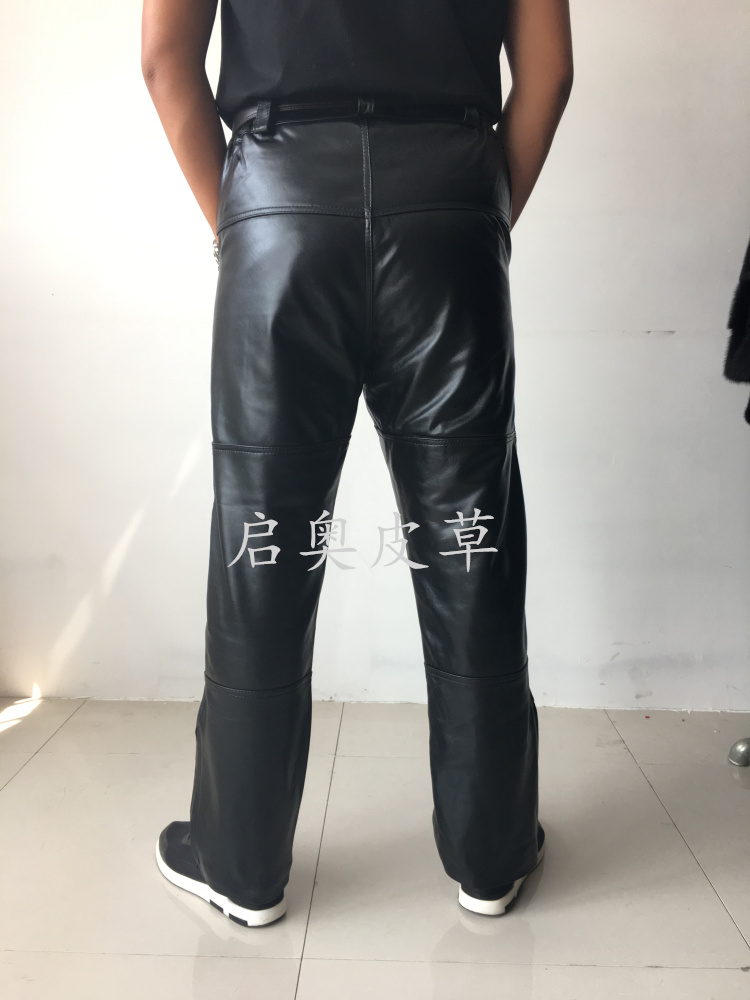 Da da quần của nam giới da cừu dày chống fan xe ấm thẳng mùa đông trung niên da cừu quần của người đàn ông quần da quần sooc