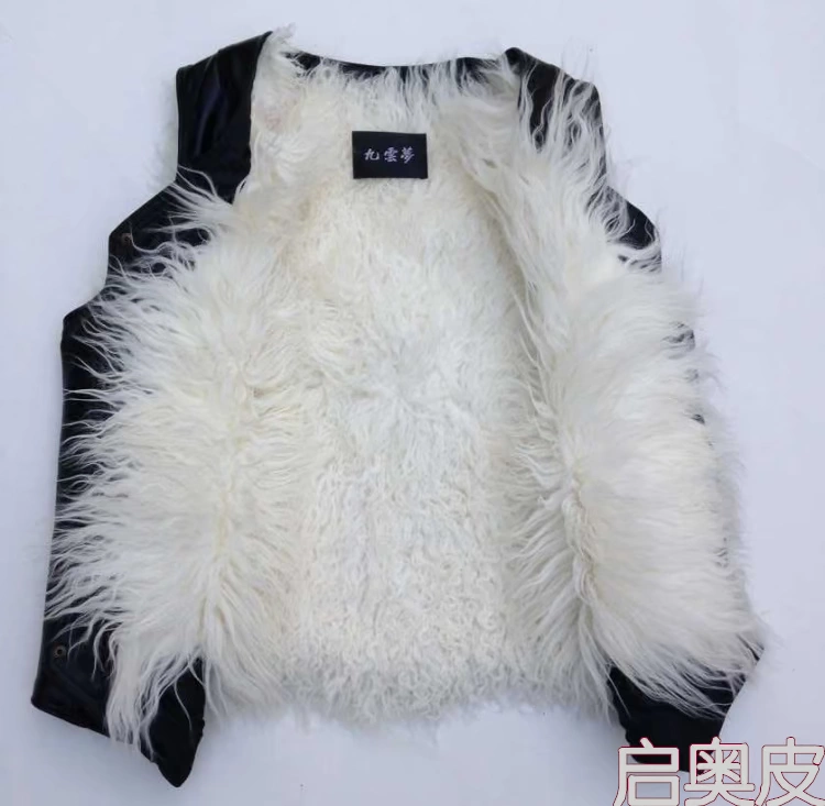 Áo len nam lông trung niên một mùa thu và mùa đông da cỏ vest da cừu vest ấm áp cotton